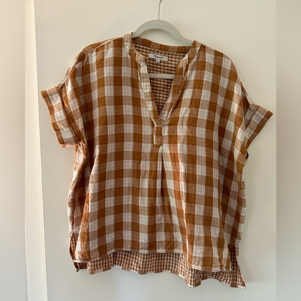 Madewell plaid blouse, M